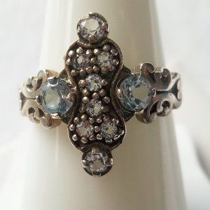 A aquamarine & topaz ring, size 7, 925 silver, promise ring, keepsake gift